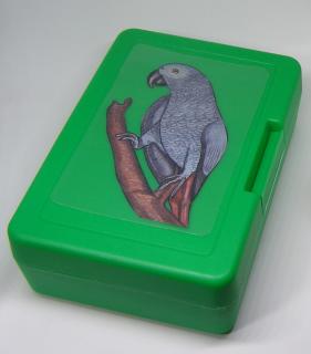 Plastový box - papoušek žako (objem 0,9 l / 1,2 l)