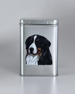 Plechová dóza - bernský salašnický pes (objem 1,5 l)