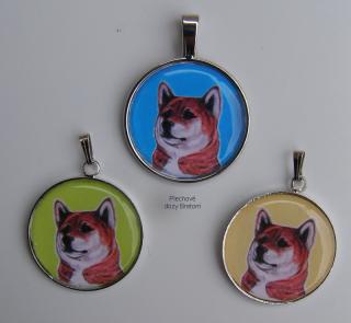 Shiba-inu - bižuterní přívěsek (průměr 25 mm)