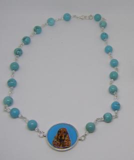 Tyrkysový náhrdelník s kokrem (délka 44 cm)