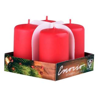 Emocio adventní svíčky 38x60 červené 4 ks
