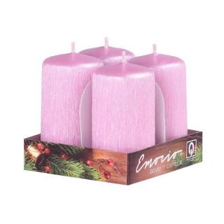 Emocio adventní svíčky 40x75 perleťové růžové drápané 4 ks 4 x 80 g