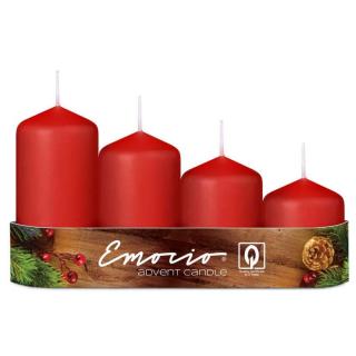 Emocio adventní svíčky stupňovité 50 mm červené 4 ks 440 g