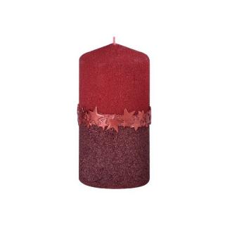 Vánoční svíčka s páskem hvězd červená 60x120 260 g