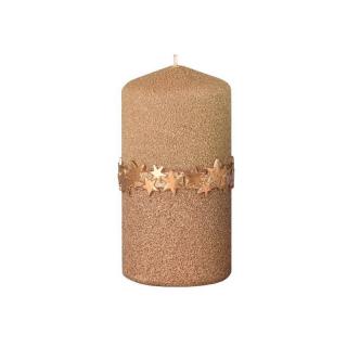 Vánoční svíčka s páskem hvězd zlatá 60x120 260 g