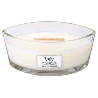 Woodwick lodička vonná svíčka White Tea  Jasmine (Bílý čaj a jasmín)