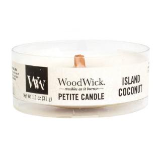 Woodwick Petite drobná svíčka 31 g Island Coconut (Kokosový ostrov)