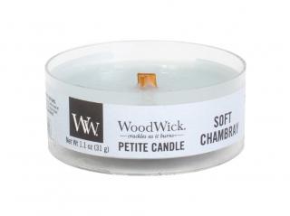 Woodwick Petite drobná svíčka 31 g Soft Chambray (Jemná bavlna chambray)
