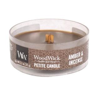Woodwick Petite drobná svíčka 31g Amber  incense (Ambra a kadidlo)