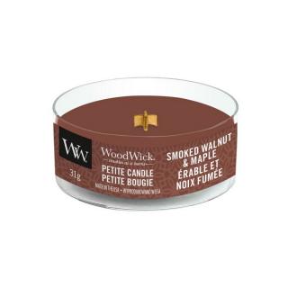 Woodwick petite drobná svíčka Smoked Walnut  Mapleořech a javor