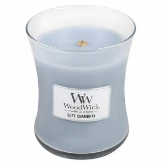 WoodWick svíčka oválná váza 275 g Čisté prádlo, jasmín a růže (Soft Chambray)