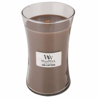 WoodWick svíčka oválná váza 609 g Písek a naplavené dřevo (Sand  Driftwood)