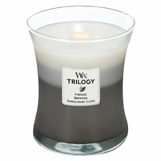 WoodWick svíčka oválná váza Trilogy 275 g Hřejivé dřevo (Fireside, Redwood, Sandalwood Clove, warm woods)