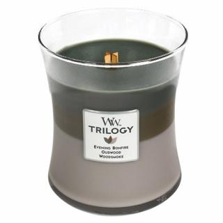 WoodWick svíčka oválná váza Trilogy 275 g Útulný srub (Evening Bonfire, Oudwodd, Woodsmoke)