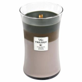 WoodWick svíčka Trilogy oválná váza 609 g Útulný srub (Cozy Cabin)