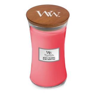 WoodWick velká vonná svíčka Melon  Pink Quartz (Meloun a růžový krystal)