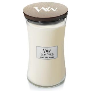 Woodwick velká vonná svíčka White Tea  Jasmine (Bílý čaj a jasmín)