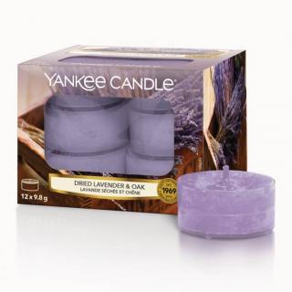 Yankee Candle čajové svíčky 12 ks Sušená levandule a dub (Dried Lavender  Oak)