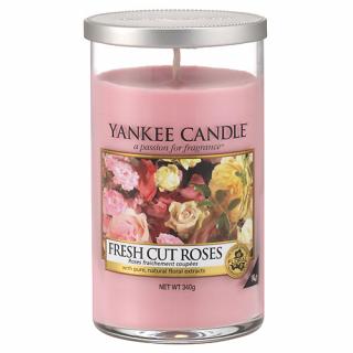 Yankee Candle vonná svíčka ve skleněné váze 340 g Čerstvě nařezané růže (Fresh cut rose)