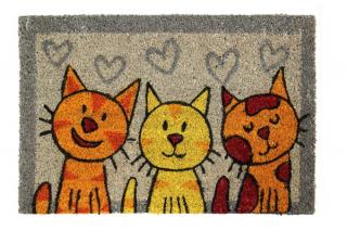 Kokosová rohožka barevná tři kočky - 40 x 60 cm  (Kokosová rohož tři kočky)
