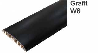 Přechodový PVC profil Volta V-W6-100,barva grafit, samolepící pro vedení elektroinstalace š. 74 mm (Podlahová lišta,Přechodová lišta, přechodový profil, PVC přechodový profil, bezbariérový práh,lišta na ukočení podlahové krytiny, ukončovací líšta,)