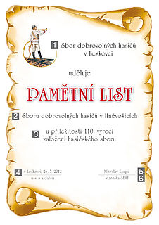 PAMĚTNÍ LIST A4  HASIČI 2632