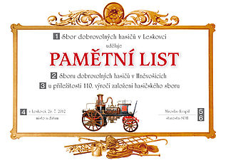 PAMĚTNÍ LIST A4  HASIČI 2757