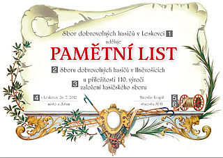 PAMĚTNÍ LIST A4  HASIČI 2759