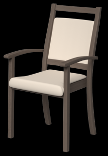 REHABED, Židle s područkami, polstrovaná, s vysokým opěradlem, dřevěné madlo