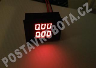 Digitální voltmetr a ampérmetr do panelu červený 10A 100V