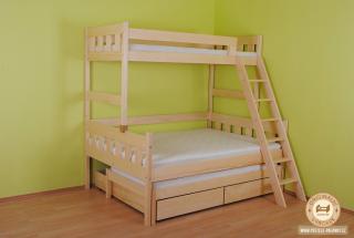 Trojlůžková patrová postel Eliška PLUS Varianta produktu: Základní varianta, Zvolte rozměr matrace (cm): 200 x 140, Umístění žebříku: vlevo