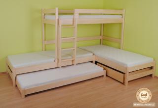 Trojlůžková patrová postel Max Varianta produktu: Přistýlka, Zvolte rozměr matrace (cm): 195 x 85, Umístění žebříku: vlevo