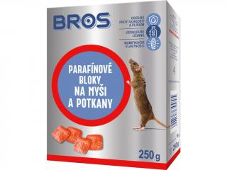 Bros - parafínové bloky na myši a potkany 250 g  Jed na potkany a myši odolný proti vlhkosti a plísním