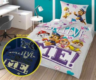 DETEXPOL Povlečení Paw Patrol believe svítící  Bavlna, 140/200, 70/80 cm