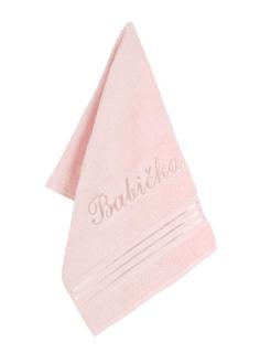Froté ručník kolekce Linie s výšivkou Babička Barva: Růžová, Velikost: 50x100 cm