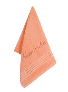Froté ručník kolekce Linie s výšivkou Maminka Barva: Lososová, Velikost: 50x100 cm