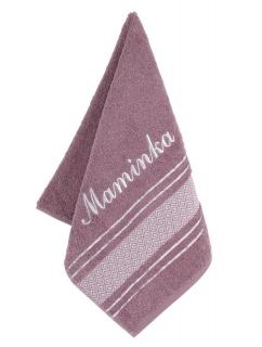 Froté ručník mozaika se jménem MAMINKA Barva: Starorůžová, Velikost: 50x100 cm
