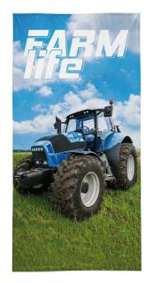 Osuška Traktor blue farm  Bavlna - Froté, 70x140 cm