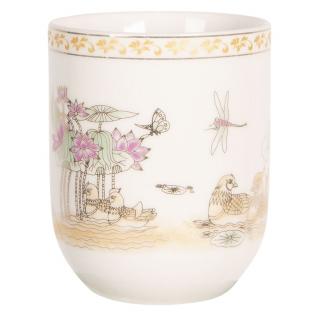 Porcelánový kalíšek na čaj s motivem leknínů - ∅ 6x8 cm / 0,1L
