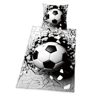 Povlečení 3D Efekt Fotbalový míč Bavlna, 140x200, 70x90 cm