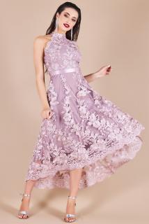 Krajkové midi šaty AMELIA růžové Barva: Růžová, Velikost: 36