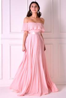 Plisované šaty pro družičky LAURA růžové Barva: Růžová, Velikost: 36