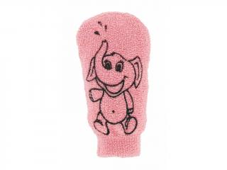 Förster´s dětská mycí žínka - bavlna - velká - s obrázkem sloníka, růžová