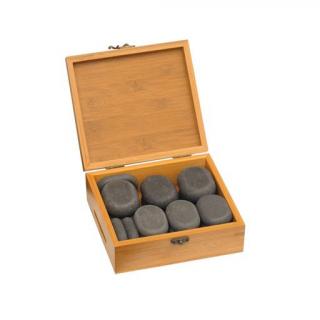 Hot Stones Lávové kameny - Sada v bambusové krabičce 18 ks