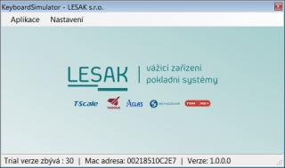 LESAK SW Simulátor klávesnice (Program pro záznam hmotnostního údaje z váhy do místa kde se nachází kurzor)