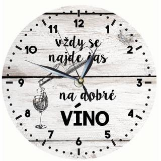 Dřevěné hodiny - Čas na víno - 24cm