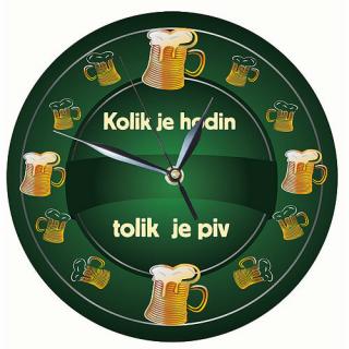 Dřevěné hodiny - Kolik hodin tolik piv - 24cm