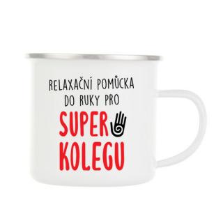 Plechový smaltový hrnek - Super kolega