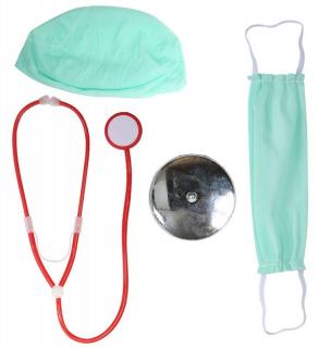 Sada doktor - stetoskop, čepička, zrcátko a rouška