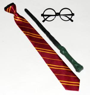 Sada Harry Potter - kravata, brýle a hůlka se světlem